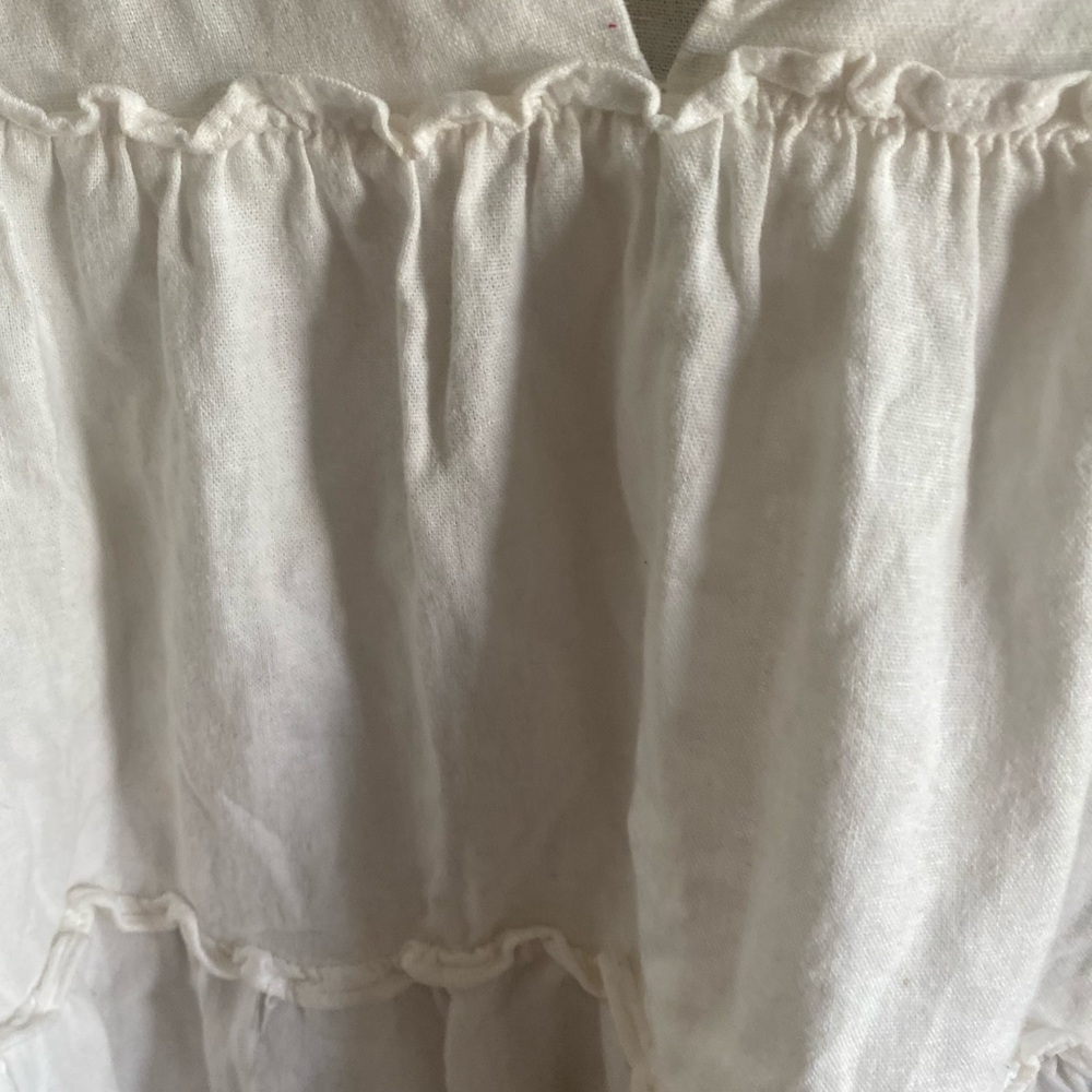 MARC NEW YORK Women Boho Top L‎ White Babydoll Bubble Sleeve Beach Linen Wear - Picture 6 of 8